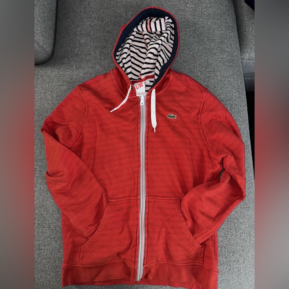 Lacoste L!ve orange hoodie size 7. 9/10 condition